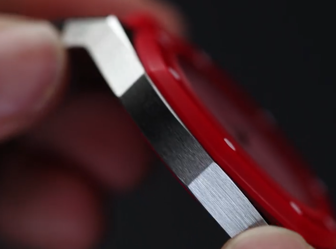 Close up of an AP x Swatch conversion kit showing case finish and bracelet detail
