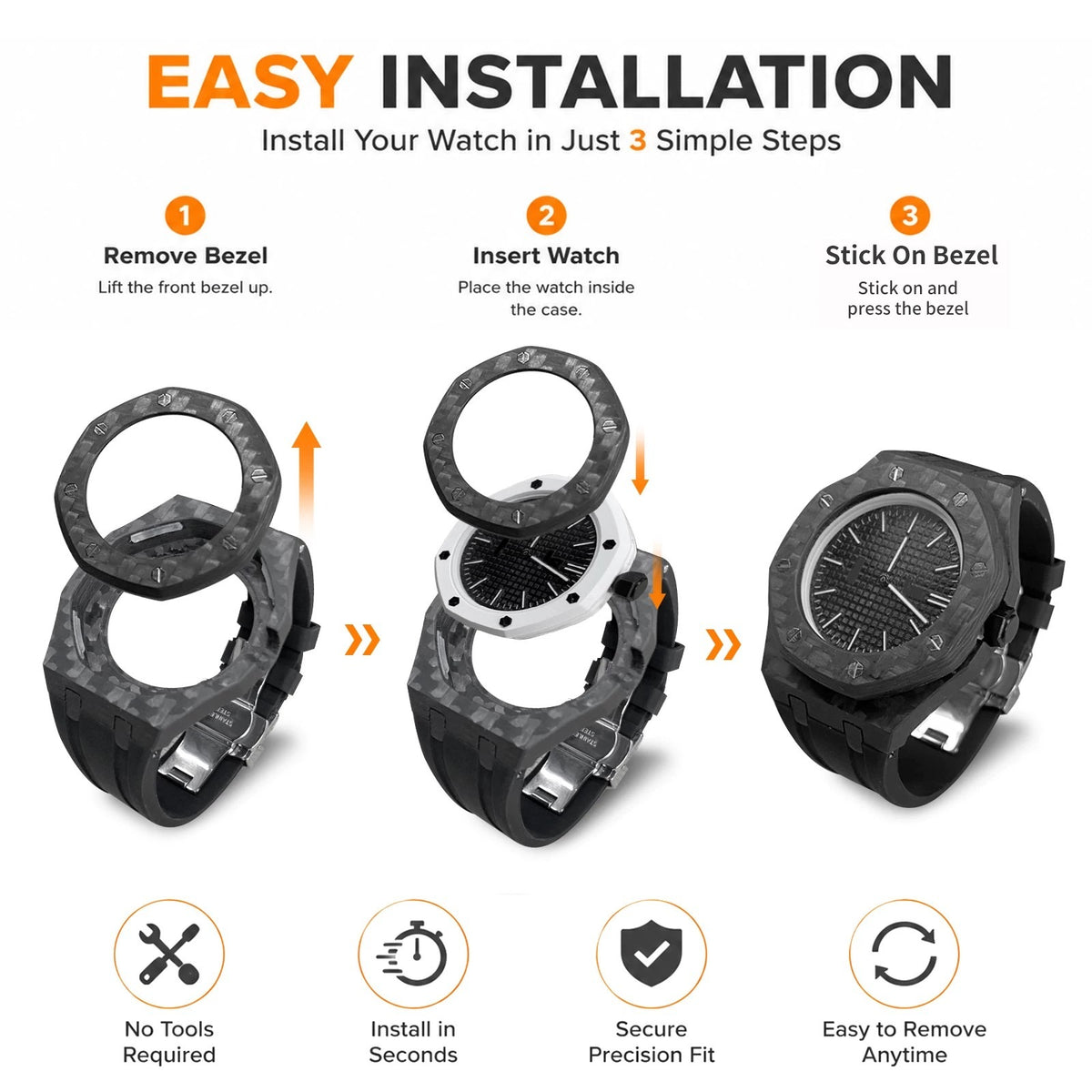 Royal Pop Full-Coverage Carbon Fiber Rubber Strap Conversion Kit